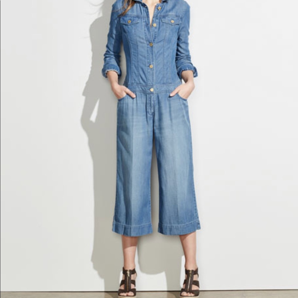Michael Kors Wide-Leg Overall Denim Jumpsuit NWT